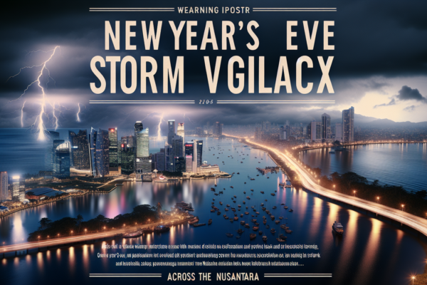 alt_text: Poster tentang hoaks badai di malam Tahun Baru dan kewaspadaan di seluruh Nusantara.