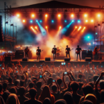 alt_text: Panggung meriah di RANS Simba Bogor dengan musik live dan penonton antusias.