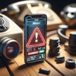 alt_text: Ilustrasi telepon dengan peringatan penipuan AI dan simbol tanda seru merah.