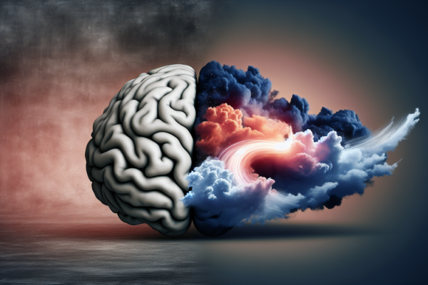 alt_text: Poster menggambarkan transisi dari isu kesehatan mental menjadi kebencian dalam politik.