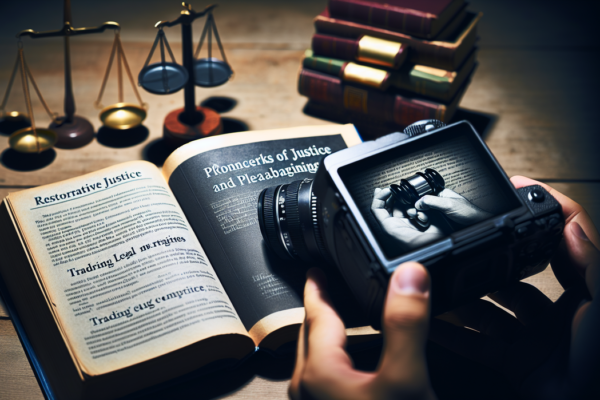 "alt_text": "Ilustrasi Restorative Justice, Plea Bargaining, dan risiko jual beli perkara dalam hukum."