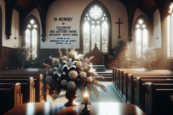 "alt_text": "Pengumuman duka cita Bee Authry Payne, mengenang jejak kehangatan hidupnya."