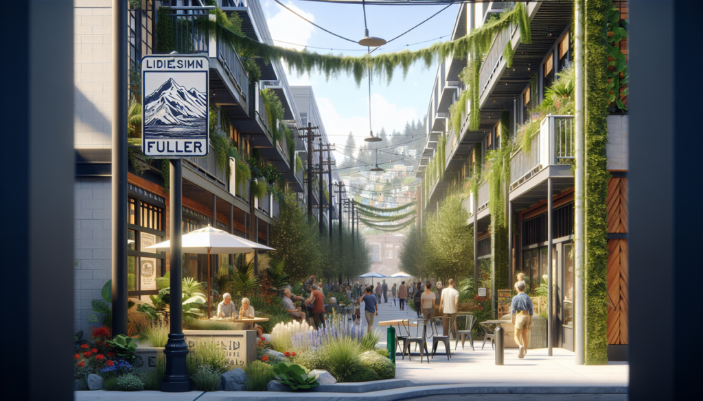 alt_text: Fuller Footpath di Yelm: gang kota yang diperbarui dengan jalur pejalan kaki baru.