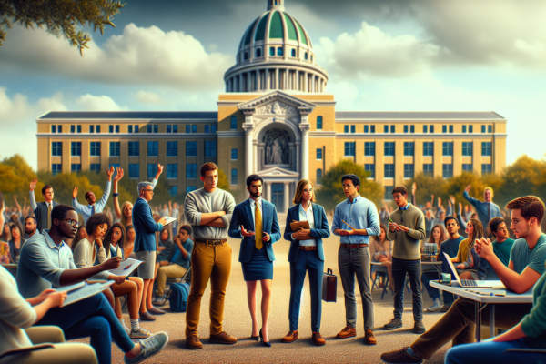 alt_text: Mahasiswa aktif mendukung program keamanan baru melalui aksi dan kolaborasi kampus.