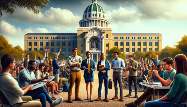 alt_text: Mahasiswa aktif mendukung program keamanan baru melalui aksi dan kolaborasi kampus.