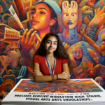 alt_text: Mural siswa menampilkan beragam seni, menghidupkan beasiswa untuk bakat muda di sekolah.