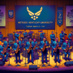 "alt_text": "WKU Jazz Band tampil bersama DSU dan Denting Jazz Angkatan Udara di sebuah panggung."