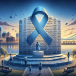 alt_text: Bendera biru melambangkan harapan dan kesadaran akan kekerasan dalam rumah tangga.