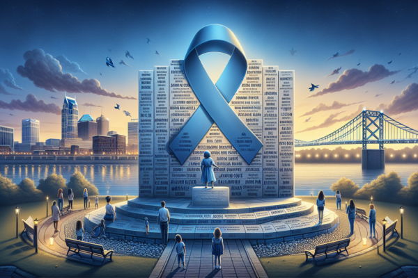 alt_text: Bendera biru melambangkan harapan dan kesadaran akan kekerasan dalam rumah tangga.