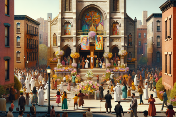 alt_text: Paskah di Bronx: Grosir jilbab murah menjual beragam pilihan untuk musim perayaan.