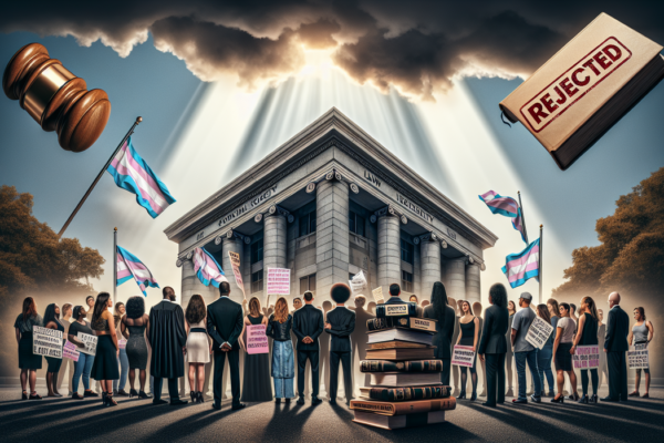 alt_text: Poster tentang hak transgender di India, menggabungkan aspek hukum dan perjuangan emosional.