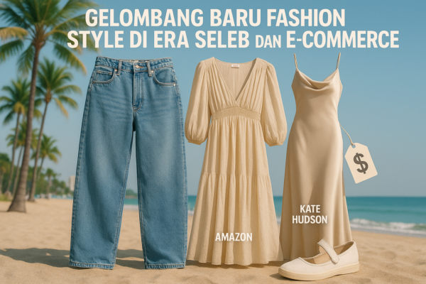 alt_text: Model memperagakan tren fashion terkini di era selebritas dan belanja online.
